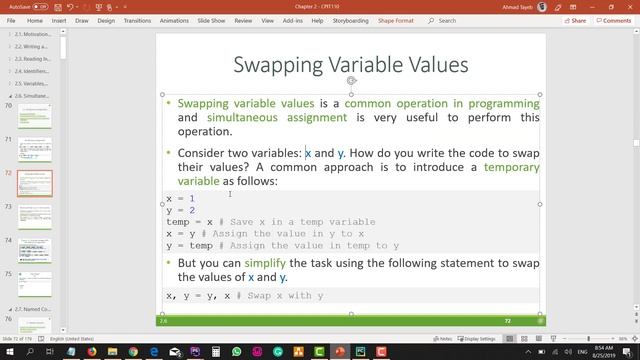 CPIT110 Chapter 2 (#19): 2.6 Simultaneous Assignments смотреть онлайн