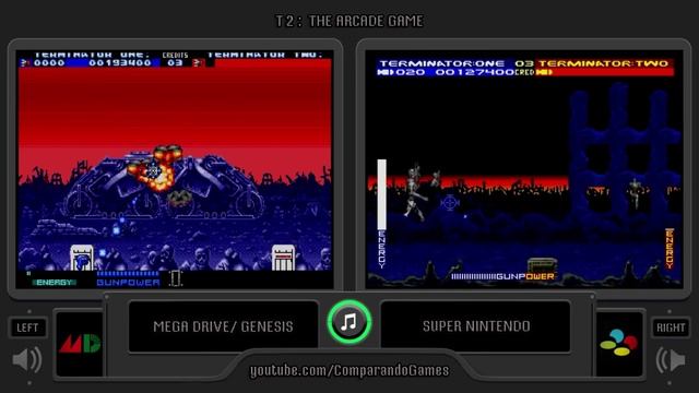 T2: The Arcade Game (Sega Genesis vs SNES) Side by Side Comparison смотреть онлайн