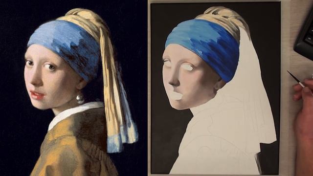 Acrylic Portrait Painting Tutorial - Girl with Pearl Earring Acrylic Tutorial смотреть онлайн
