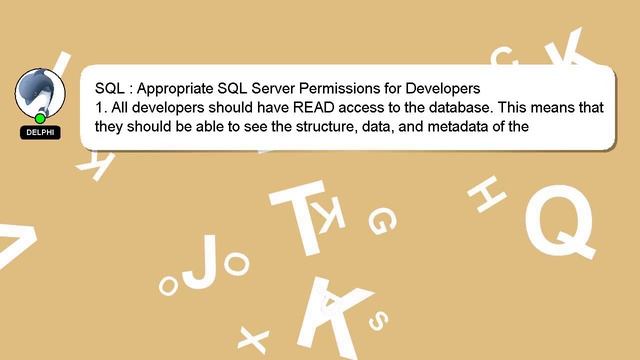 SQL : Appropriate SQL Server Permissions for Developers смотреть онлайн
