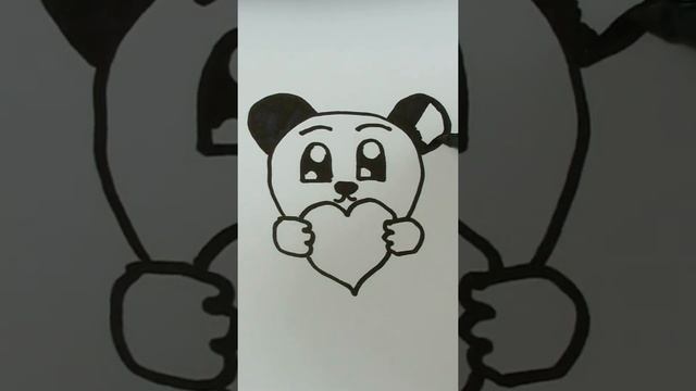 Как нарисовать мишку с сердечком легко #shorts смотреть онлайн