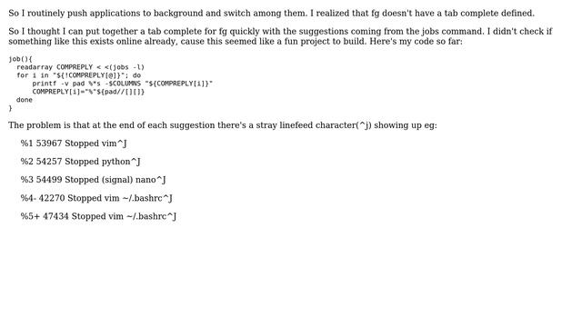 Unix & Linux: Stray line feed character at the end of the bash complete output смотреть онлайн