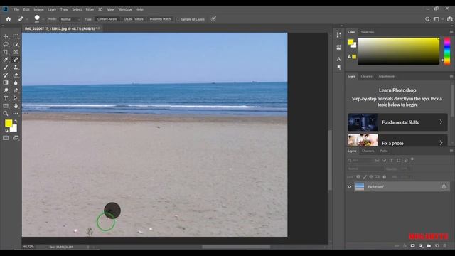 Removing objects from the image with the Spot Healing Brush Tool in Photoshop смотреть онлайн