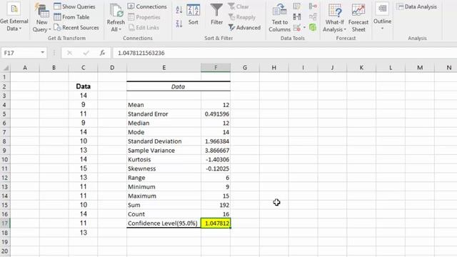 Confidence Interval for mean using Excel’s Data Analysis Addin (t distribution) смотреть онлайн