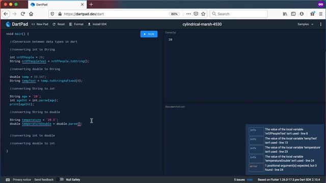 Dart Basics - Conversion between different data types in dart смотреть онлайн