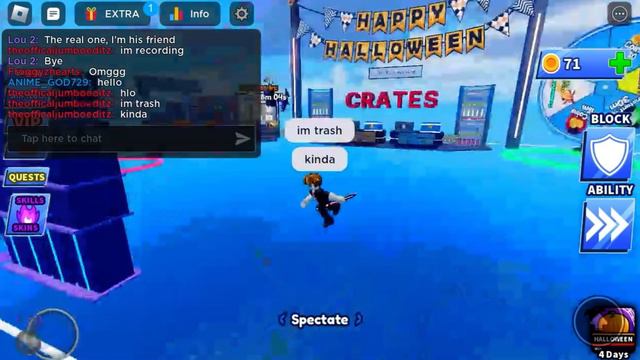 Playing blade ball with fans. ( ignore the lag💀 ) смотреть онлайн