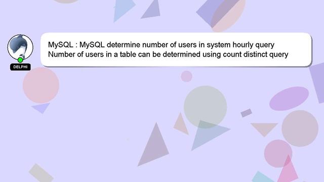 MySQL : MySQL determine number of users in system hourly query смотреть онлайн