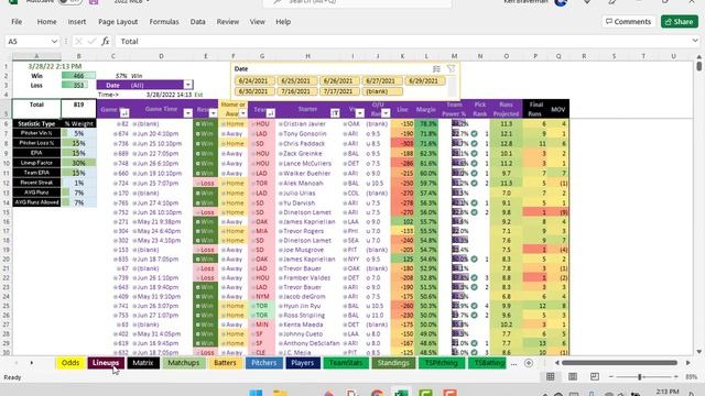 How to Update MLB Algorithm 2022 in Excel 3-28-22 смотреть онлайн