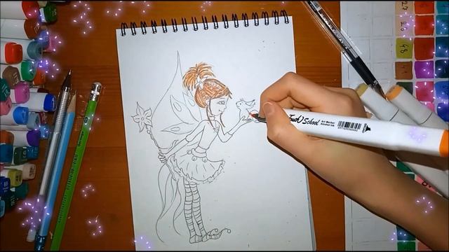 Как нарисовать Фею/How to draw a Fairy/Рисунок Маркерами/Урок#5 смотреть онлайн