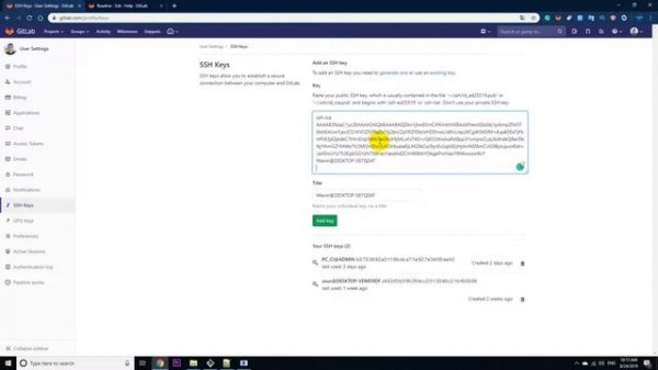 How To Add A SSH Key Gitlab