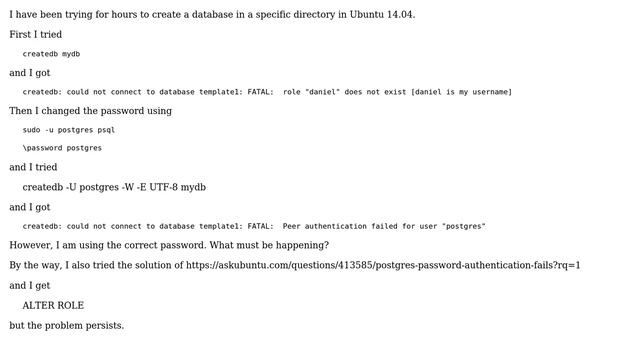 Postgres createdb is not working in Ubuntu 14.04 смотреть онлайн