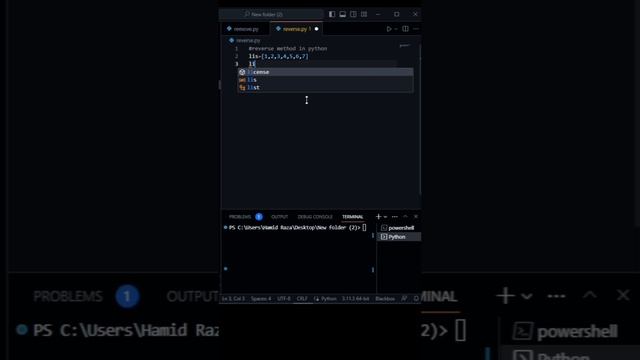 How to use reverse method in python #basicpython #shortvideo #programming смотреть онлайн