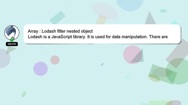 Array : Lodash filter nested object смотреть онлайн