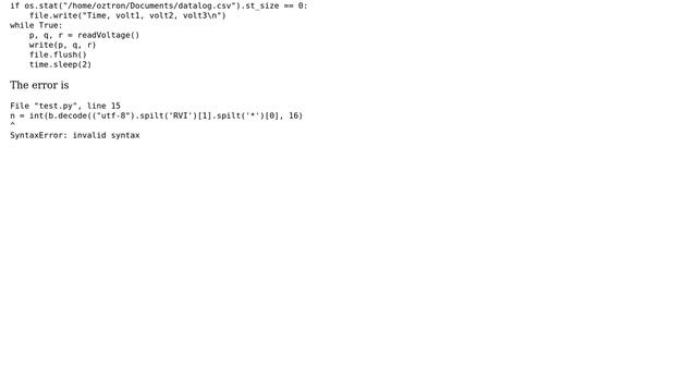 Syntax Error in python code for read sensor data through url and store into drive in .csv format смотреть онлайн