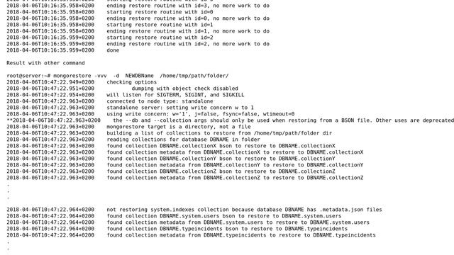 mongorestore : don't know what to do with file "/home/path/to/folder/collection1.bson", skipping смотреть онлайн