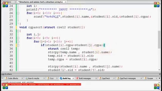 Bangla C programming tutorial 98 Structures and unions Sort a structure array cgpasort смотреть онлайн
