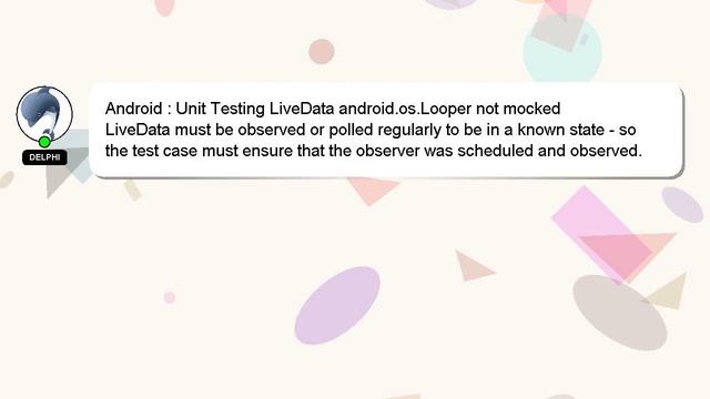 Android : Unit Testing LiveData android.os.Looper not mocked смотреть онлайн