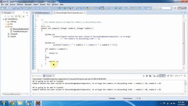 TreeSet (How to arrange the numbers in descending order using Comparator?) смотреть онлайн
