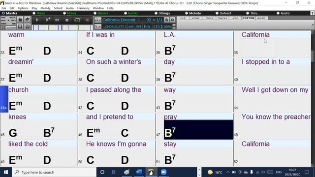 California dreamin in the style of Sia Band-in-a-box backing track with chordas and lyrics смотреть онлайн