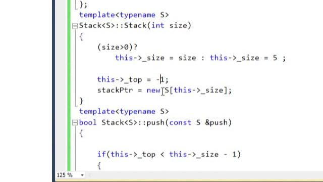 Stack implementation using Templates - C++ смотреть онлайн