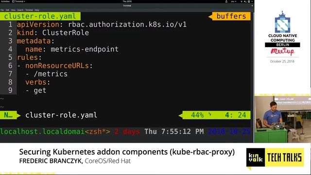 Kinvolk Tech Talk: Securing Kubernetes addon components (kube-rbac-proxy) with Frederic Branczyk смотреть онлайн