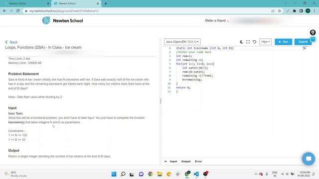Functional problem in Java | Loops Assignment | Icecream | Newton School Assignment Answer смотреть онлайн