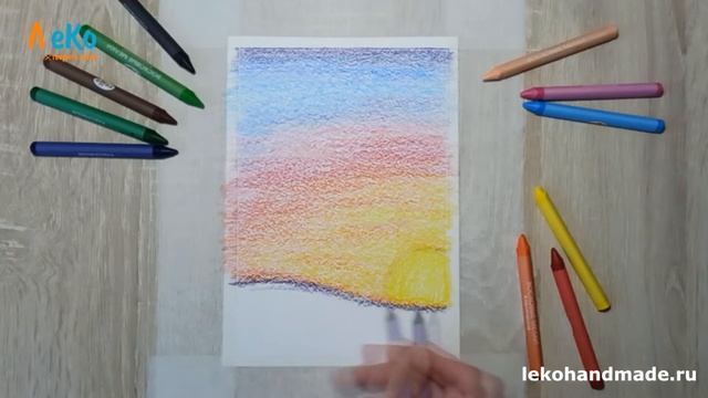 Рисование/ Как нарисовать закат восковыми мелками/ Мастер-класс смотреть онлайн