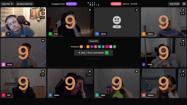 Мафия / ML / Игра 4 / 22, Паника, Хохол, Сова, Адлер, Амур, 007, Malina, Харюк, 9Tails / смотреть онлайн
