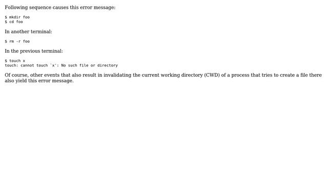 Unix & Linux: touch: cannot touch `foo': No such file or directory (4 Solutions!!) смотреть онлайн
