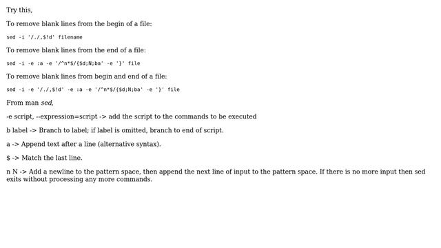 Unix & Linux: How to remove empty lines from begin and end of file? (6 Solutions!!) смотреть онлайн