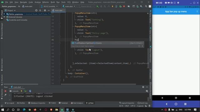Flutter popup menu - appbar dropdown menu - three dot смотреть онлайн