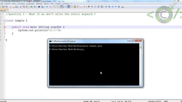 Q3 - What if we don't write the static keyword in main method ? (CodeITProject) смотреть онлайн