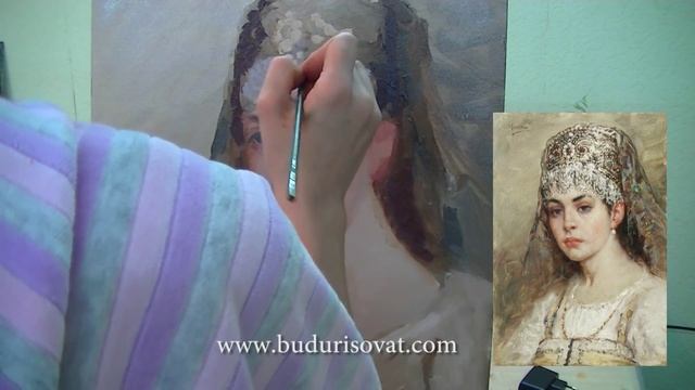 Быстрая копия. ПОРТРЕТ МАСЛОМ. Тренировка на портрете Маковского. Обучение художников смотреть онлайн