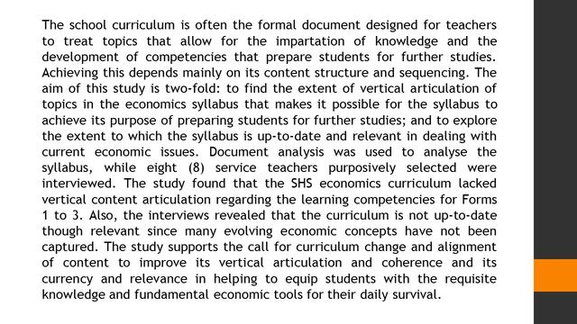 Vertical Articulation and Content Relevance of the Senior High School Economics Curriculum Case of смотреть онлайн
