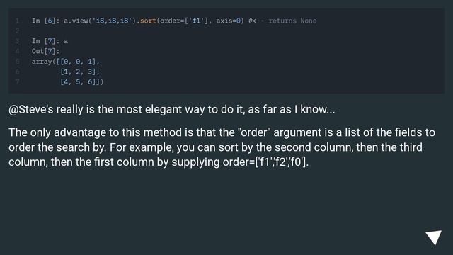 Sorting arrays in NumPy by column смотреть онлайн