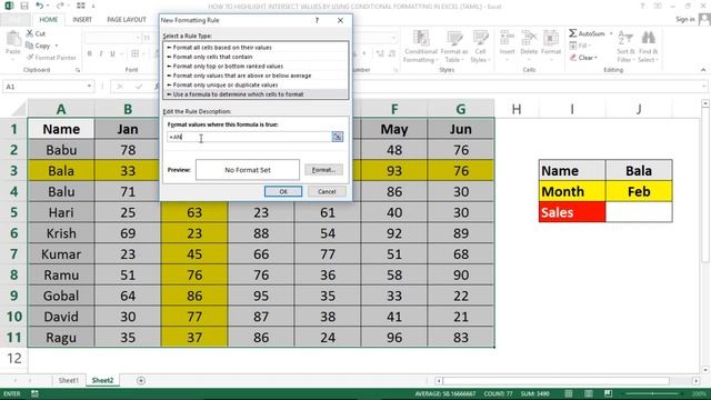 HOW TO HIGHLIGHT INTERSECT VALUES BY USING CONDITIONAL FORMATTING IN EXCEL (TAMIL) | Kallanai YT смотреть онлайн