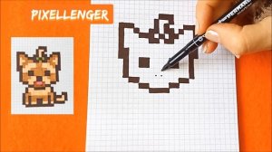 Как нарисовать Собачку Щенка по клеточкам Простые рисунки How to Draw Dog Puppy Simple Pixel Art