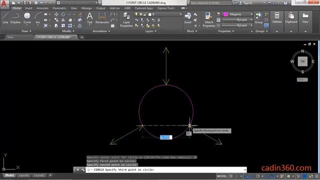 How to Draw 3 Point Circle in AutoCAD 2018 смотреть онлайн