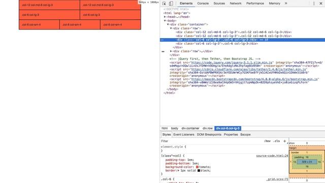 Bootstrap 4 (Alpha 6) layout: Grid system and breakpoints смотреть онлайн