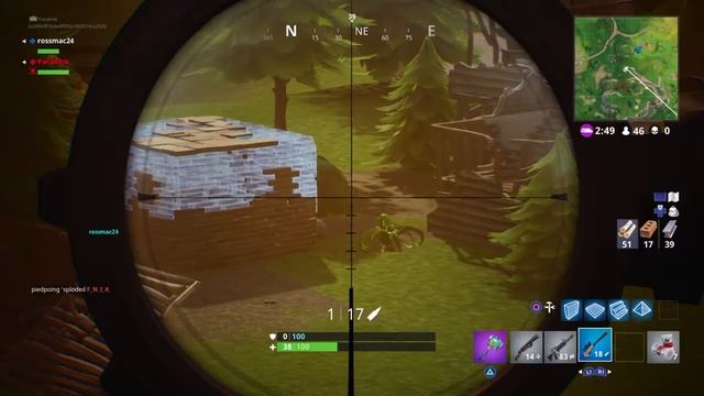 Fortnite - 105m Sniper Elimination through a hole in the wall смотреть онлайн