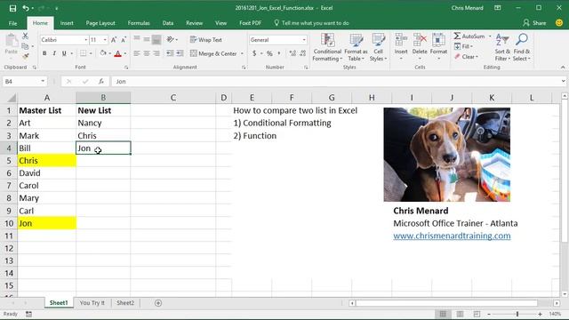 Find duplicates and compare two lists in Microsoft Excel by Chris Menard смотреть онлайн