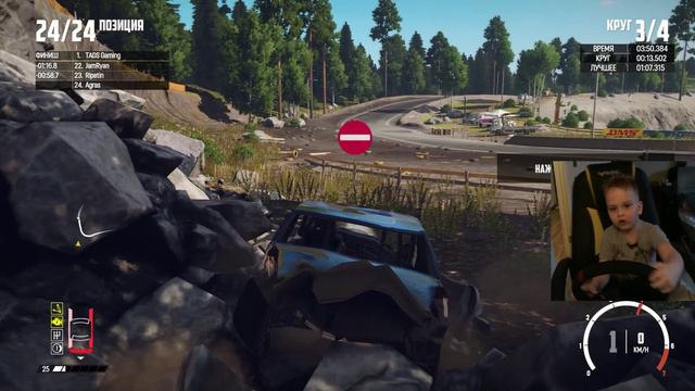 МИША РУЛИТ! 4 года, учимся ездить. #3 Wreckfest | Thrustmaster T300 Alcantara Edition