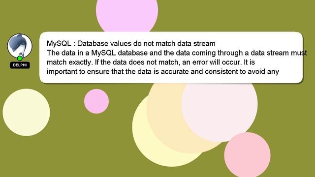 MySQL : Database values do not match data stream смотреть онлайн