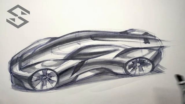 Car Design Marker sketch - Tip Up View смотреть онлайн