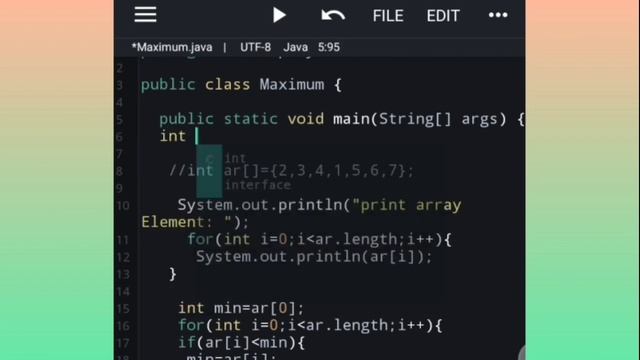 Java in mobile || Find the Minimum Value at run time In Array|| Java Program|| useing Array смотреть онлайн