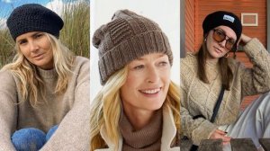 КАК ПОДОБРАТЬ ВЯЗАНУЮ ШАПКУ ЖЕНЩИНАМ ЗА 50?ШАПКА БИНИ В МОДНЫХ ОБРАЗАХ 2024