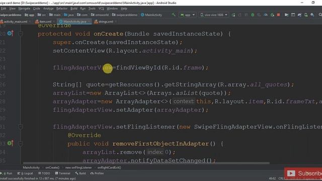 How to make a quotes app with swipe cards library[Hindi] смотреть онлайн