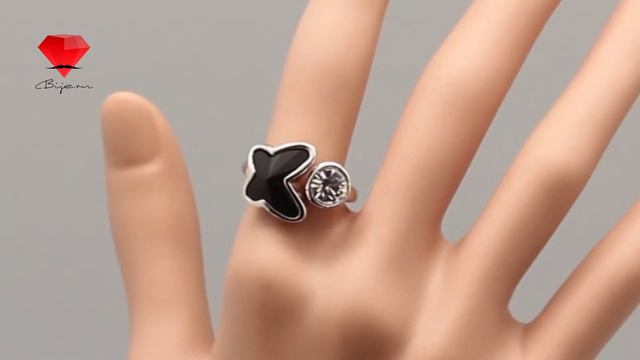 Bije.ru: Кольцо в виде бабочки с покрытием белым золотом и кристаллами Swarovski Araminta (Араминта смотреть онлайн