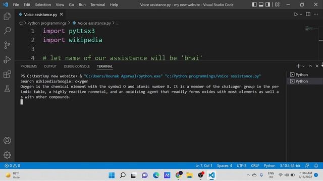 Create a Voice assistant in 5 mins using python | You need to learn AI right now ! #python #ai смотреть онлайн