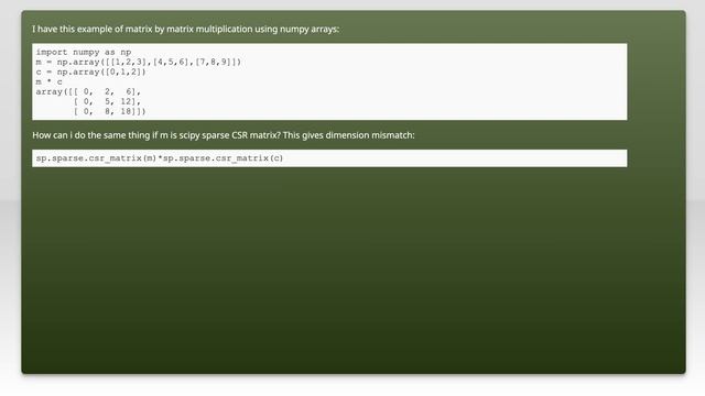 Scipy sparse matrix multiplication смотреть онлайн